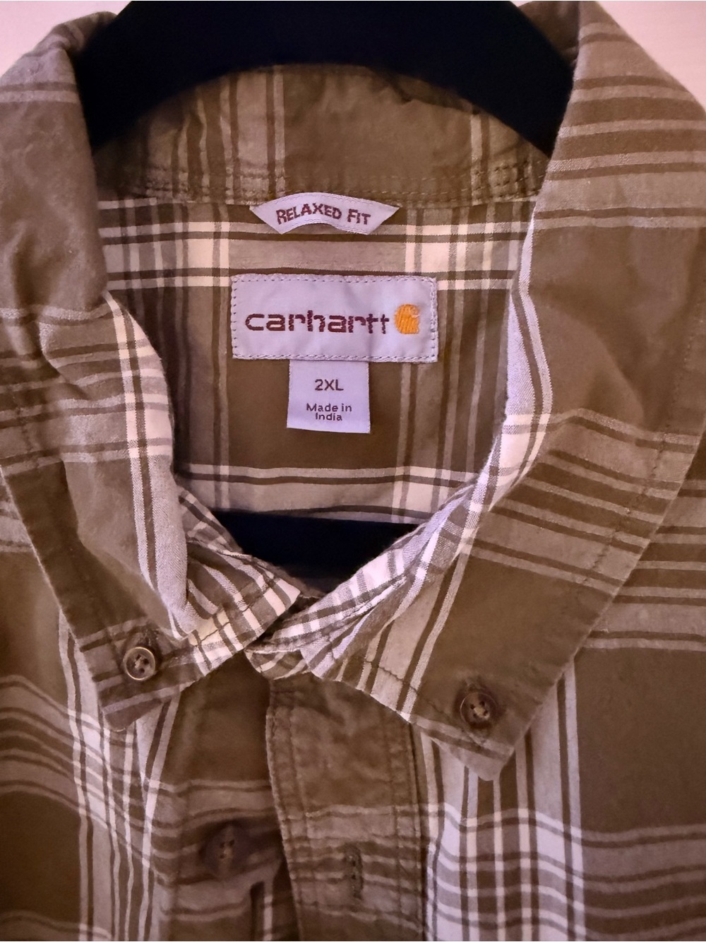 Carhartt Olive and Cream Plaid Relaxed-Fit Button-Down Shirt - Men
